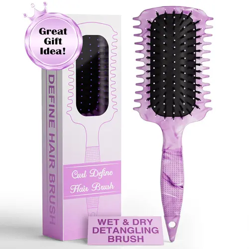 Wild Boar Bristle Curling Brush for Detanglement - Defines Curls, Shapes & Styles for Women with Thick, Curly Hair