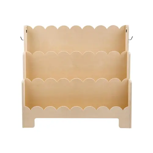 【SummerFinds】VEVOR Montessori 3-Tier Scalloped Front-Facing Kids Bookshelf Organizer with Dual Backpack Hooks, Children's Room Nursery Furniture