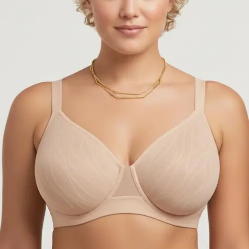 HSIA Serena Seawave Seamless Unlined Full Coverage Underwire Minimizer Bra for Large Busts Invisible Wave Pattern Smoothing T-Shirt Bra with Side Support & Wide Adjustable Straps Natural Shaping Smooth U-Back Reinforced Wide Underband