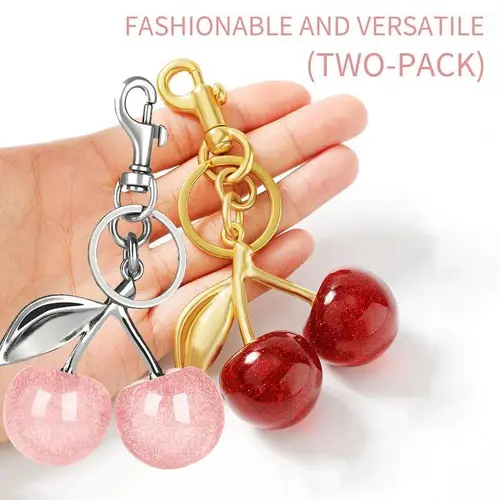 2-PACK Keychain Cherry  Bag Charms Purse，Key Chains Women Cute - Car key Accents for leather handbags，Adorable Add - ons for Your Essentials Mother's Day gift