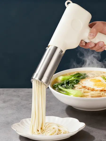 Handheld Electric Noodle Maker Portable Pasta Maker Machine With 5-In-1 Cordless Stainless Steel Mold Easy Homemade Noodles in Seconds Kitchen Utensils Set Detachable Square