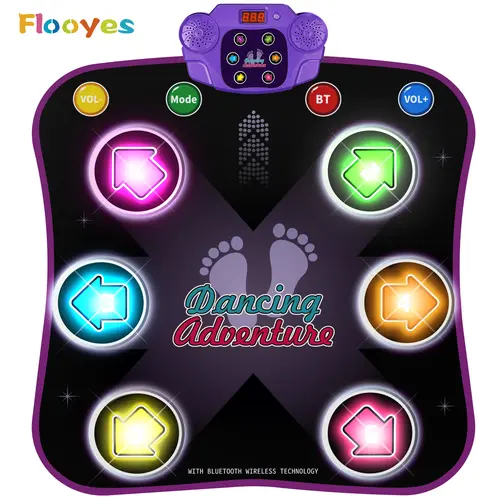 Flooyes Dance Mat Toys for 3-10 Year Old Girls, Electronic Dance Game Toy with LED Lights, Music Dance Toy with 6 Button, Birthday Xmas Gifts for 3 4 5 6 7 8 9 10+ Year Old Girls Boys