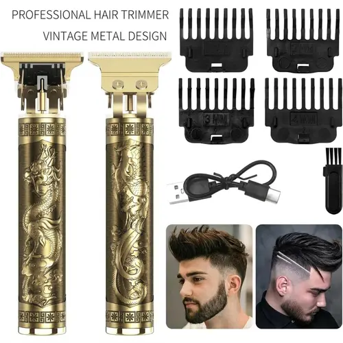 Professional Gold Men's Beard Trimmer - Cordless Rechargeable Grooming Kit, Precision Hair Clipper Set for Barber-Quality Home Use, Mens Gifts, Cool Gifts for Guys