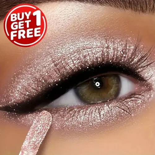 2pcs Glitter Liquid Eyeshadow - Waterproof & Sweat-Resistant Long-Lasting High Shine Finish, Monochrome Pink Tone for Daily Makeup Looks, Sleek & Smooth Application, Metallic & Shimmering Eye Enhancer, Eye Makeup Products