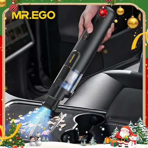 MR.EGO Compact Cordless 4-in-1 Vacuum Cleaner, 20000Pa Powerful Suction Interior Car Cleaner, 2 Modes, Green LED Light, Type-C Charging, Ultra-Light Auto Accessories for Deep Clean Car Cleaning Kit (Black)