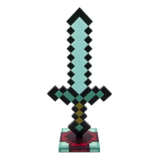 Diamond Sword 14 Inch USB Desktop LED Night Light - Decorative Fun, Safe and Awesome Bedside Mood Light Toy for Boys, Teens Adults and Gamers, Best for Home Bedroom, Living Room or Office, Battery Operated Flameless Pillar Candle