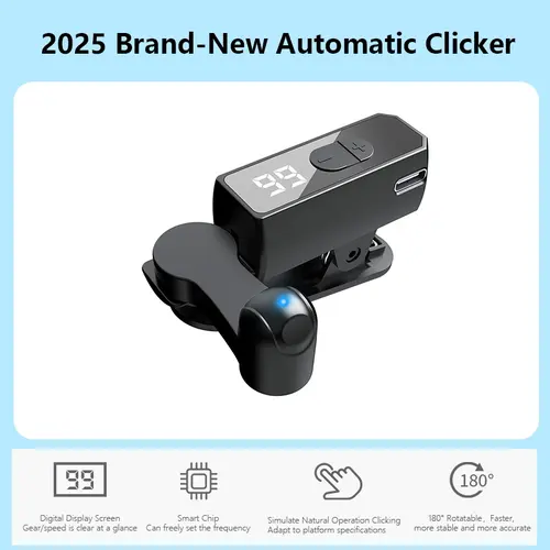 USB-Powered Electronic Gadget for Cellphone Accessories - 180-Degree Rotating Arm, Continuous Click Simulation for Game, Shopping & Gaming Interactions (Black)