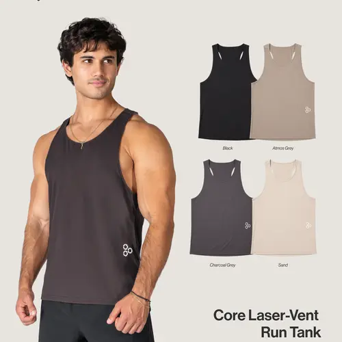 Haus | Core Laser-Vent Run Tank | Breathable Lightweight Performance
