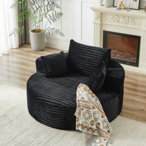 Niccae 55-inch Velvet Single Sofa, No Assembly Fluffy Cloud Lounge Chair for Living Room, Bedroom, Home Theater - Plush Modern Accent Chair with Back Cushion Support