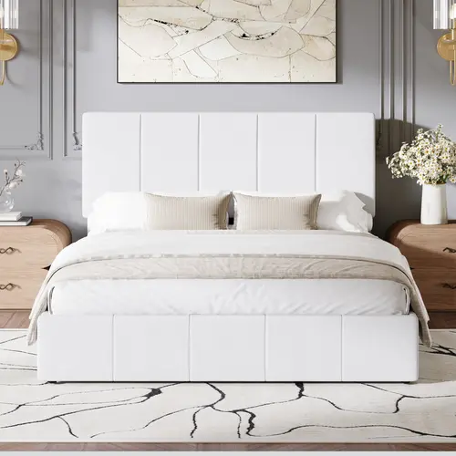 HOOMIC Dutch Velvet Upholstered Platform Bed Frame【Frame Only No Mattress】with Vertical Channel Tufted Adjustable Headboard,Full/Queen/King,Black/Grey/White#TikTokShopDealsforYouDays#DealsforYouDays#Summervibes#Summergarden