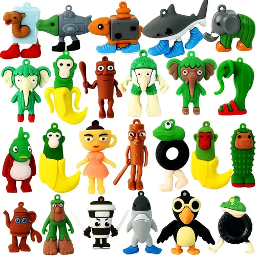 24pcs Italian Brainrot Toys Tralalero Tralala Action Figure 2.5in Funny Animals Unique Key Chain Decorations Gifts for Fans Office Room Figurine Decor Viral Humor Personality Desk Accessories Internet Display Pieces