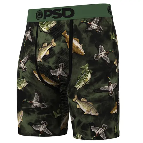 PSD Mens Fresh Catch Boxer Brief - Standard Length 7 Inch Inseam, Soft and Breathable Poly Blend Fabric