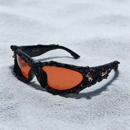 Unisex Geometric Design Tinted Lens Sunglasses, Sporty Style PC Frame, Outdoor & Streetwear Eyewear, Unique Random Effect Fashion Glasses, Trendy Shades, Fashionable Sunglasses, Stylish Sunglasses, Modern Twist, High Quality Sunglasses