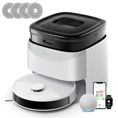 Lefant M3L Robot Vacuum and Mop - 12000Pa Suction, 3.2L All-in-1 Base Station, Anti-Tangle Brushes, Dual Spinning Mop Heads, Self-Emptying, Self-Refilling, 360° LIDAR Maps Rooms, V-Shaped Comb Cuts Hair, Automated Vacuums for Household Floor Care, Wireles
