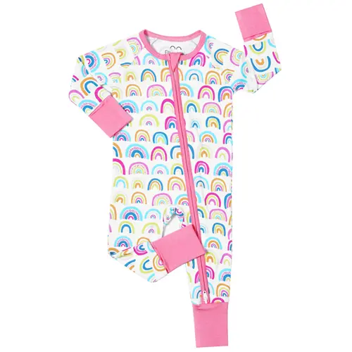 Prints Bamboo Viscose Soft Comfortable Baby Convertible Footies Pajamas Toddle Kid sTwo Way Zip Long Sleeves Sleepwear Romper Converter