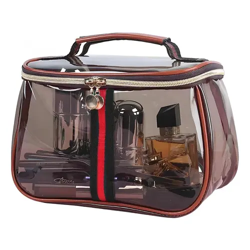 New Retro Vintage Vanity Bag, Large Capacity Makeup Organizer for Women, Waterproof Transparent Toiletry Bag, Portable Skincare Storage Case, Travel Cosmetic Bag for Ladies