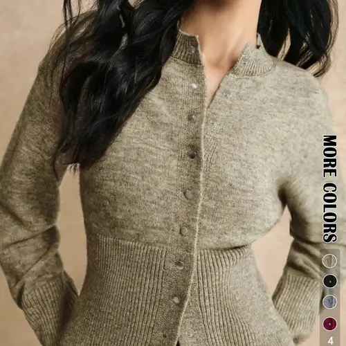 Elegant Slim-Fit Button-Front Cardigan, Fashionable Casual Waist-Centric Knitwear for Fall & Winter Seasons