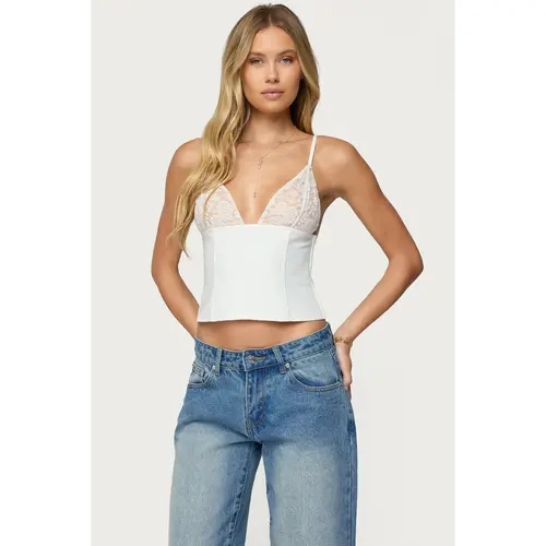 Keesha Lacey Boned V Neck Top