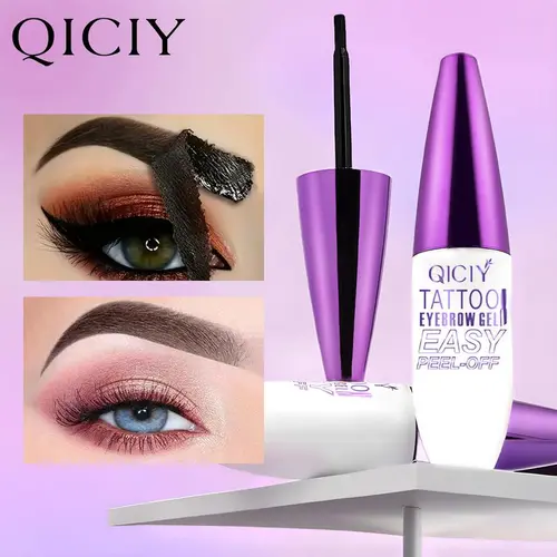QICIY Easy Peel Brow Styling Gel - Cosmetic, Durable, Waterproof, Sweatproof, Long-Lasting Black Brown Tattoo Color Film Coverage, Youth-Focused, Color Correction, Peel Off for Clean Removal, Brow Enhancing Liquid Makeup for All Skin Types, Single Item, P