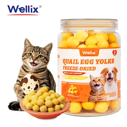 Wellix Freeze Dried Quail Egg Yolks High-Protein Pet Food, 1 Jar (4.2 oz) Puppy Training Snacks for Dogs & Cats, Natural Support for Coats & Healthy Fur,#sohochic