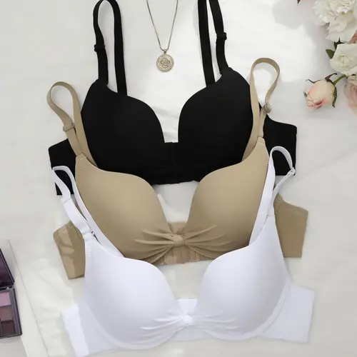 Comfortable Smooth Underwire Women's Bra Set, Everyday Essential Bra, Buckle, Full Coverage Fitted Casual Design, Plain Pattern, Moderate Fabric Thickness, All Seasons Wear, Bras with Underwire, Casual Comfy Bra Underwired