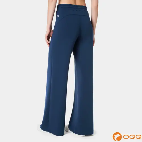 OQQ Women’s High Waist Wide-Leg Lounge Bottoms - Soft Drawstring Comfy Knitting Pants, Relaxed Lounge Fit with Wide-Leg Cut Creates Graceful Drape