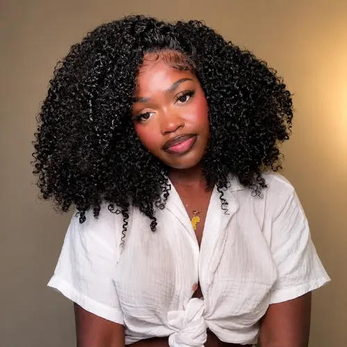 [4C Baby Hair] Menglle Hair Pre Cut 7X6 Kinky Curly Lace Front Wig Human Hair Glueless Wigs Ready To Wear Middle Part Curly Wig 200%/250% Densitys Ready To Wear Middle Part Curly Wig 200%/250% Density#tiktokshopbacktoschool
