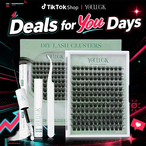 YOULUCK Air Enchantress Lashes Lash Clusters Upgraded – Waterproof Lightweight Natural Fluffy Individual Eyelash Extensions with Ultra-Thin Band Bond Seal Remover Set Perfect for Beginners,back to school