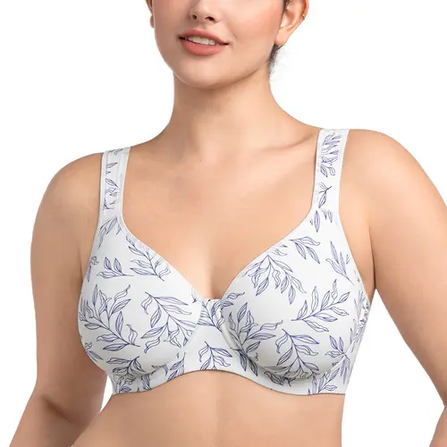 HSIA Joan Comfortzone Unlined Plus Size Full Coverage Underwire Minimizer Bra Reduces 1.5 Cups Wider Adjustable Cushioned Straps U Shaped Back Smoothing Soft Naked Feel Seamless T-Shirt Bra for Big Bust Women Daily Wear Shaping Support Lingerie