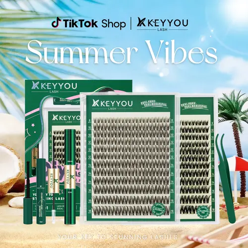 KEYYOU Brown Flora Lash Kit | Kim & Kylie D curl | Spider Lash | Volume Boosting | Waterproof | Long-Lasting | DIY Extensions | 132PCS Cluster Lashes | Soft | Easy DIY At Home | Ultra Thin Band #sohochic