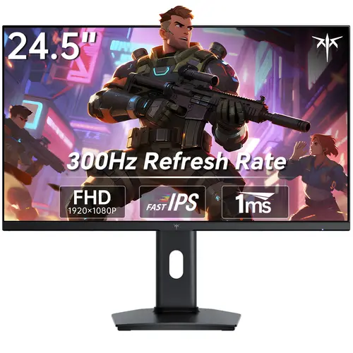 Ktc 24.5" Full HD Native 300Hz Fast IPS Gaming Monitor, 1920x1080P (OC 320Hz), 240Hz 1ms Response Time, Height-Adjustable Stand, H25Y7
