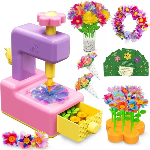 Kiditos Fabric Flower Bouquets Toys, DIY Flower Making Craft Kit for Kids, Create Your Flower Bouquet, Arts & Crafts Activity & Birthday Gift for Girls Ages 3+