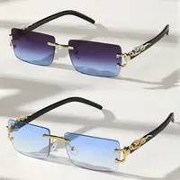 Men's 2-Piece Borderless Rectangular Sunglasses, Lightweight Plastic Aesthetic Color-Tinted Sun-Protective Lenses, Men's Accessories for Casual Daily Use, Ideal Gifts, Borderless Men's Sunglasses,summeroutfits,vacationoutfits,beachoutfits