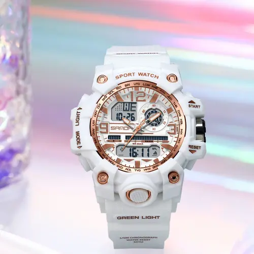 SANDA G-Style Digital Sport Watch for Women, Waterproof Fashion Quartz Watch with Chronograph, Luminous, Alarm and Calendar Function, Multifunctional Watch with Box