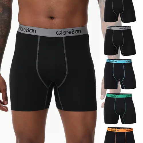 5pcs Men's Boxer Briefs, Casual Comfy Breathable Underwear for Daily Wear, Men's Underwear for All Seasons, Athletic Undergarments, Breathable Stretch Underwear