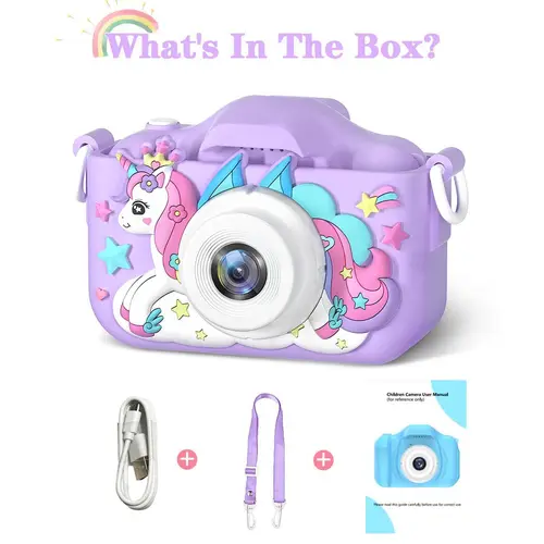 【Black Friday】Kids High-Definition Digital Camera - Compact Rechargeable Dual-Lens Selfie Device with Drop-Safe Silicone Case, Quality Screen, Portable Travel Camera, Brain Training, 5 Brain Games Boost Skills, Ideal Toy Gift for Ages 3-12, School Use