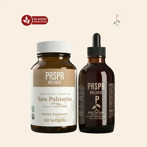 Hair Harmony Kit - Organic Vegan Hair Growth Oils with Saw Palmetto, Scalp Hydrating Root Revive, Hormone Balance Support, Thickening Formula for Strengthening & Beard Care (Oil+Supplement)