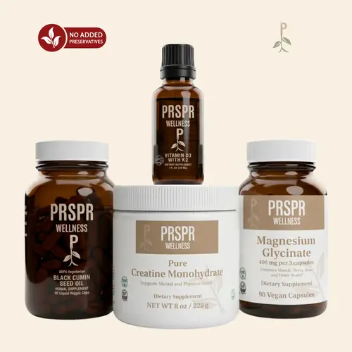 PRSPR Wellness Bundle - Highly Absorbable Magnesium Glycinate Dietary Supplement Stack with Creatine Monohydrate, Natural Support Minerals for Blood Pressure Control, Immune Resilience & Health Optimization
