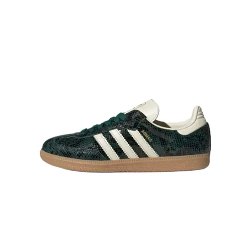 Women's Adidas Samba OG Snakeskin Sneakers - Collegiate Green Vintage Suede, Gum Rubber Sole, Striped, Iconic Terrace Look, Modern Streetwear Flair, Sports Shoes, Casual Walking Trainers