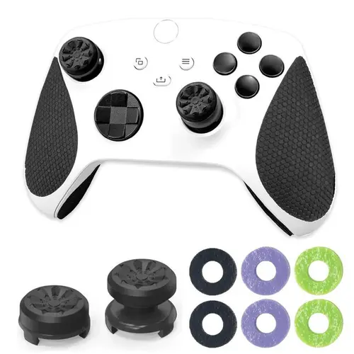 Thumbsticks Precision Rings | Aim Boost Kit for Xbox One and Xbox Series X Controllers | Includes Performance Black-Purple Thumbsticks | 6 Pcs Silicone Precision Rings,back to school,back to school haul
