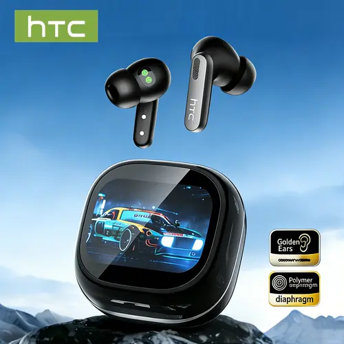 hTC NE46 Wireless Earbuds, Heart Rate Monitoring Earbuds, In Ear Earbuds, Bluetooth 6.0 Earphones, Blood Oxygen Monitoring Headphones, LED Smart Touch Screen Waterproof Audio Earbuds for Music & Calls, Comfortable for Sports