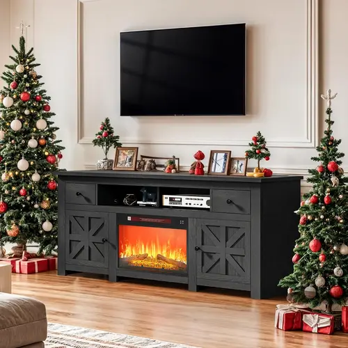 YITAHOME 23 In Compact Fit Electric Fireplace Heater - Realistic Flames & Firewood Design, Remote On/Off, 0.5-6 Hour Timer, Adjustable Temp & Luminous Brightness, Thermostat Safety, Auto Shutoff Heat, 120V 1400W Standard Plug Household Space Heater