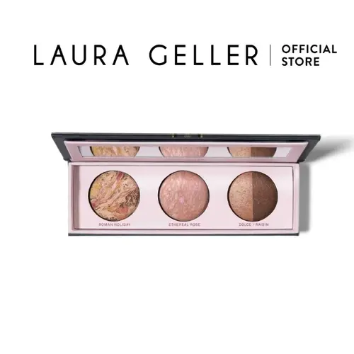Laura Geller's Greatest Baked Face & Eye Palette New York Minute with Radiant Blush, Sun Kissed Bronzer, & 2-in-1 Eyeshadow for Perfect Makeup