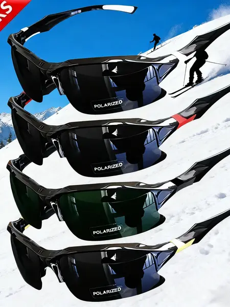 Unisex 4-Pack Rimless UV Polarized Fashion Sports Eyewear, Lightweight Windproof Active Eyewear for Hiking, Running & Driving, Men's Accessories