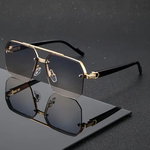 Men's Metal Square Half Frame Glasses, Vintage Business Style, Fashionable for Daily Commute, Driving and Parties, Vintage Square Shades, Square Eyewear