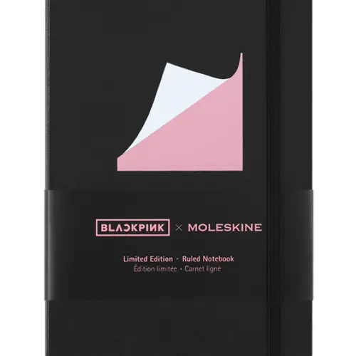 Moleskine x BLACKPINK Limited Edition Notebook, Hard Cover, Large (5" x 8.25") Ruled/Lined, Black, 240 Pages Hardcover Journal Stationery Office Supplies