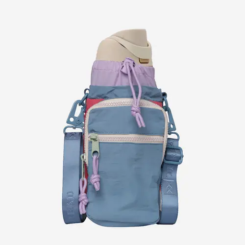Thread Wallets Water Bottle Sling Bag, Travel Functional Cooler Bag with Elastic Strap for Hands-Free Drink Carrying
