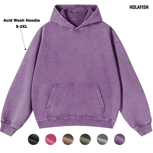 Holafish Women's Oversized Ribbed Comfortable Basic Cotton Hoodie - Acid Wash, Preppy Streetwear, Vintage Longsleeves Pullover, Fall-Winter Tops Outfits