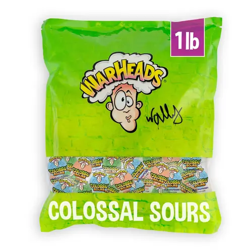 WARHEADS Colossal Sour Bulk Bag - 1 lb Trending Candy, Sour Fruity Candies, Viral Youth Party Snacks for Snacking & Sharing, Ideal for Cupboard Storage
