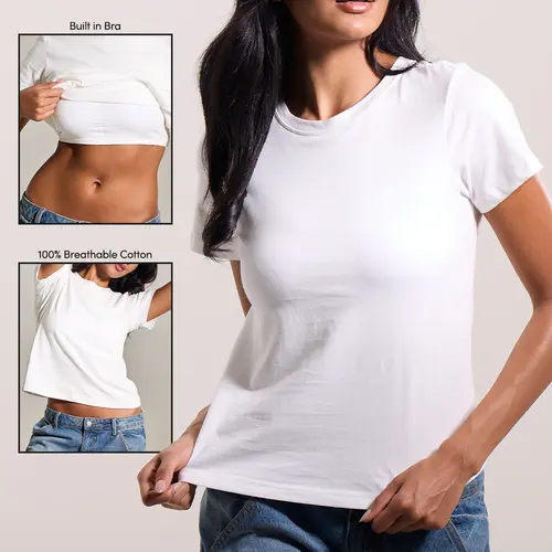 Cotton Tee Full Length - Boxy Fit, Crew Neckline, 100% Cotton, Womenswear Top